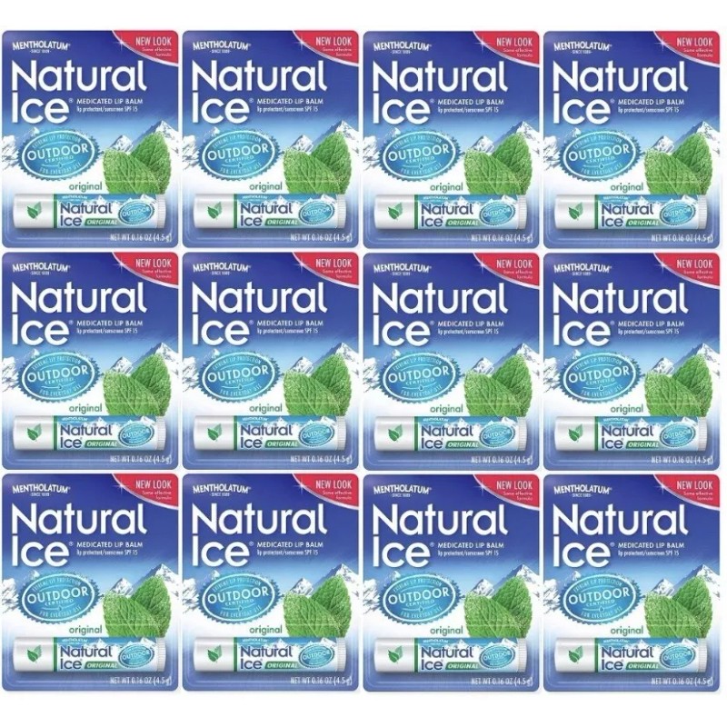 Natural Ice 12 PACK- Mentholatum Natural Ice Lip Balm Original