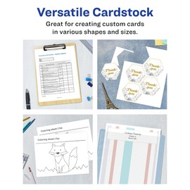 Avery Printable Rectangle Cards, 8.5" x 11", Matte White Cardstock, Print-to-The-Edge, Laser/Inkjet Cards, 50 Total