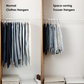 SHIMOYAMA Pants Hangers, 10 Pack Double Rod Pants Hangers, Space-Saving Closet Hangers for Trousers & Slacks, White