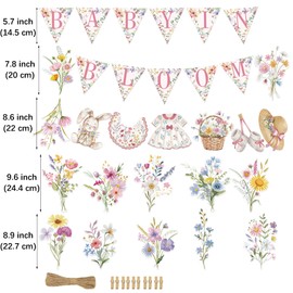 Baby in Bloom Floral Banner Set, Pink Flower Baby Shower DIY Backdrop Decor Kit