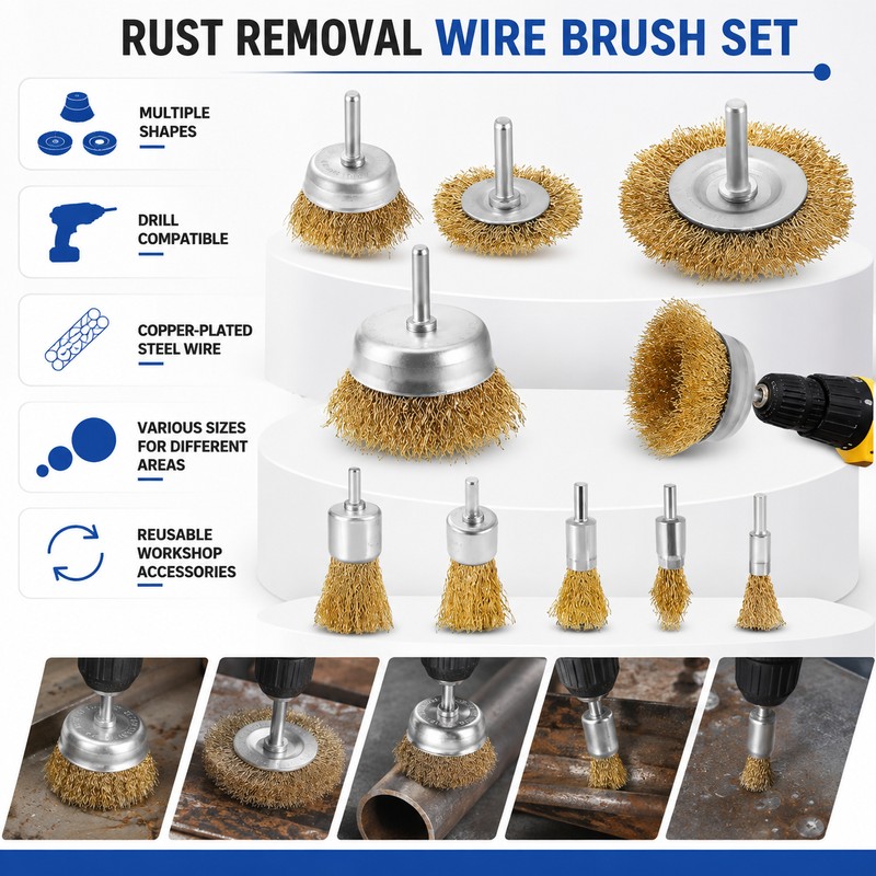 10 pcs Wire Brush Set for Drill Tool Accessory -