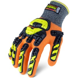 Ironclad KONG Cut Resistant Chemical Impact Glove; TRP Impact Protection, Nitrile Coating, A6 Cut Resistant, Sized S, M, L, XL, XXL, XXXL, KCHA5-05-XL, Orange, X-Large (Pack of 1)