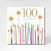 100th Birthday Card, Blank Inside,Contemporary Candles and Sparklers illustration with