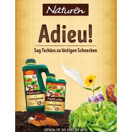 Naturen Organic Snail Grain Forte, Bait Granules for Snail Control in the Garden and Greenhouse, 200 m², 600 g Shaker