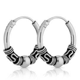 NKlaus 2644 Pair of Bali Hoop Earrings 12 mm 925 Sterling Silver Medieval Gothic Earrings