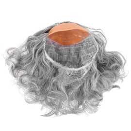 Healeved Professor Wig for Men Synthetic Curly Costume Wig Lightweight Breathable for Cosplay Stage Performance Hairpiece Comfortable Wear Grey