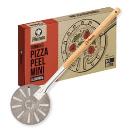 Chef Pomodoro Mini Pizza Turning Peel with Aluminum Handle for Easy Storage, 18cm (7-inch), Gourmet Luxury Turning Peel for Baking Homemade Pizza and Bread
