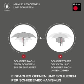 Knirps Umbrella C.050 Small Manual with Umbrella Bag, Small Umbrella for Travel, Hand Opener, Pocket Umbrella, Windproof & Lightweight, Mini Umbrella, dark grey, Elegant and timeless