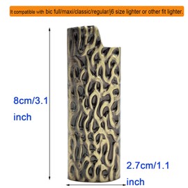 Lucklybestseller Metal Lighter Case Cover Holder Water Ripple Engraving for BIC Full Size Lighter J6 (Bronze)