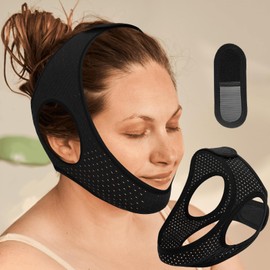 Anti Snoring Chin Strap for Sleeping, Airflow Jaw Strap for Sleep Apnea, Effective Anti Snoring Solution for Men and Women, Anti Snore Devices Breathable and Reusable, Black