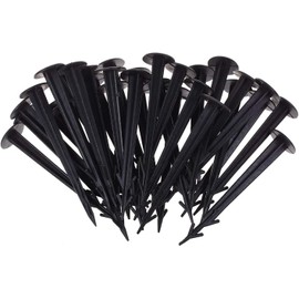 50 Pack 4.5 Inch Plastic Garden Stakes, Heavy Duty Landscape Anchoring Spikes for Weed Fabric, Tarp, Tent, Edging & Ground Fixing, Black