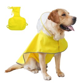 MAMORE Dog Raincoat,Waterproof Dog Raincoat Hooded Poncho with Adjustable Belly Cover,Reflective Lightweight Pet Rain Jacket for Small and Medium Dogs (Yellow-Female, Small)