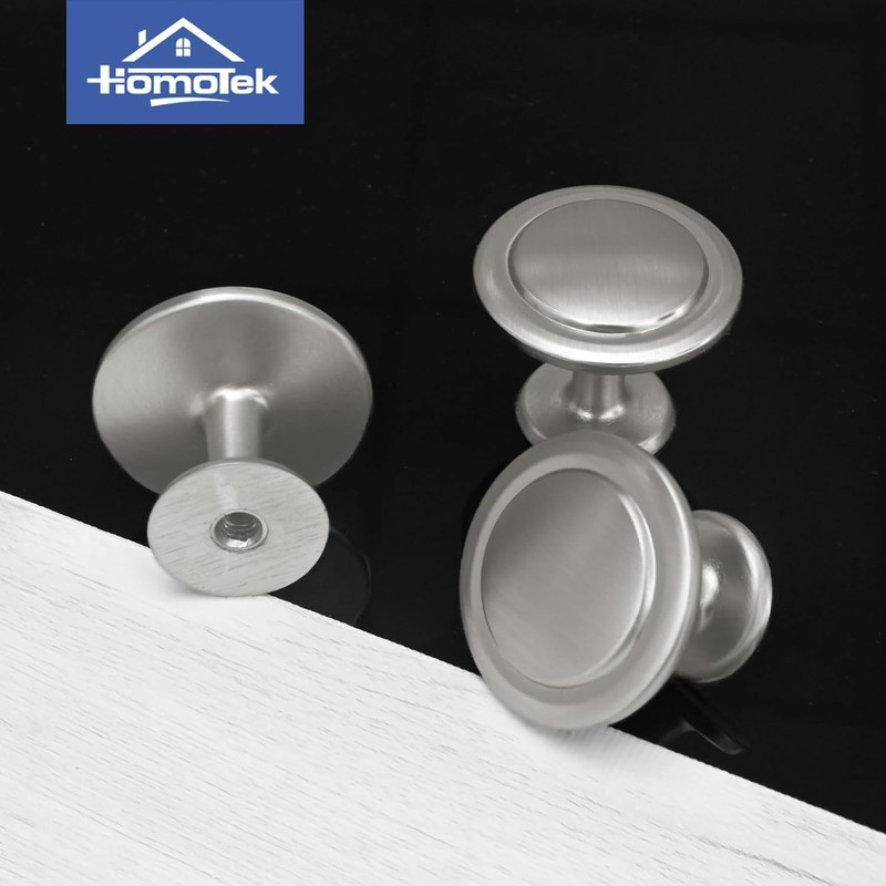 HOMOTEK 20 Pack Cabinet Knobs Drawer Pulls Zinc Stepped Round