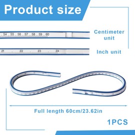 NOPKESV 1 x Flexible Curve Ruler, Flexible Curves Ruler Measure Tool for Drawing Painting Graphics and Dress Design (60 cm)