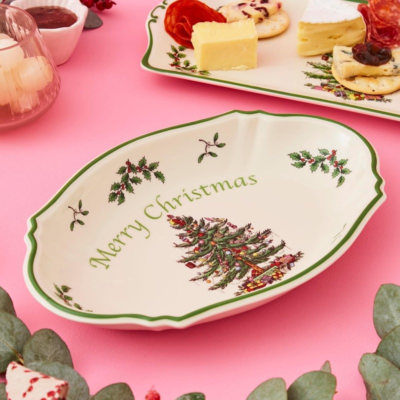 Spode Christmas Tree Oval Merry Christmas Tray 28 cm
