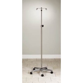 MediChoice Rolling IV Pole Rolling Wheels Premium 4 Hook - 5 Leg Chrome Plated 45 lbs Load Capacity Portable for at Home Travel Keeps Lines Organized IVCR1012