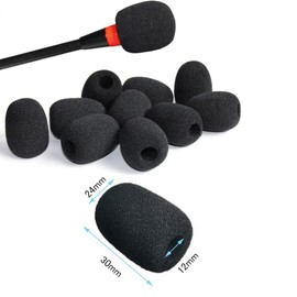 YFFSFDC (10 Pieces) Microphone Sponge, Income Microphone, Windproof, Loudspeaker, Noise Reducing, Microphone, Accessories, Dustproof, Windproof, Antibacterial, Black (1.2 x 0.9 inches (30 x 24 mm),