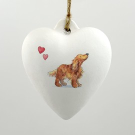Image Industry Cocker Spaniel Tan Ceramic Heart Bauble - Dog Lovers - Gift for the Home - Hanging Ornament