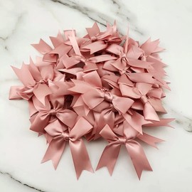 Yulakes Pack of 200 Mini Satin Bows Decorative Bows Bowknot Small Satin Ribbon Bow for Wedding Decoration Cards DIY Crafts Hair Bow Hat Craft (Fresh Pink)