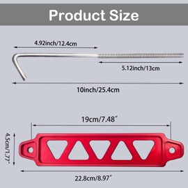 Tnisesm Red Billet Aluminum Battery Hold Down Bracket with 18-8(304) Stainless Steel 10 inch bolts J bolts