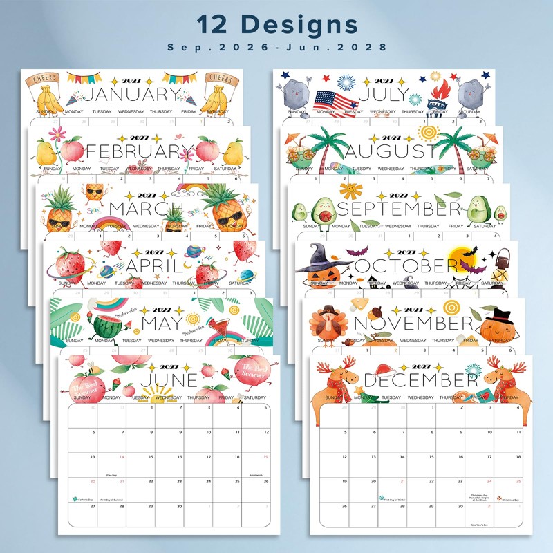 BGTCARDS Delightful Magnetic Fridge Calendar 2026-2027, Now to Jun 2028