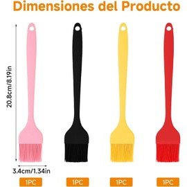 4Pzs Juego De Silicona Para Cocina - Colores Para Diferenciar Salsas Silicona Alimentaria Resistente Al Calor (-40°C A 230°C) - Ideal Para Hornear, Barbacoa Y Repostería