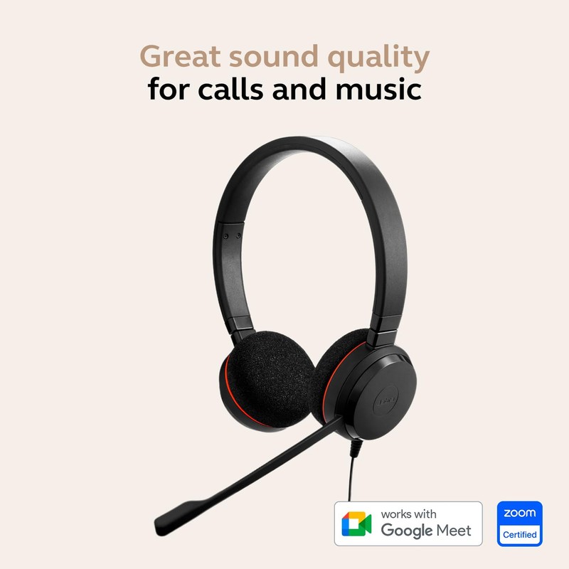 Jabra Evolve 20 Stereo Headset – Unified Communication Certified Headphones