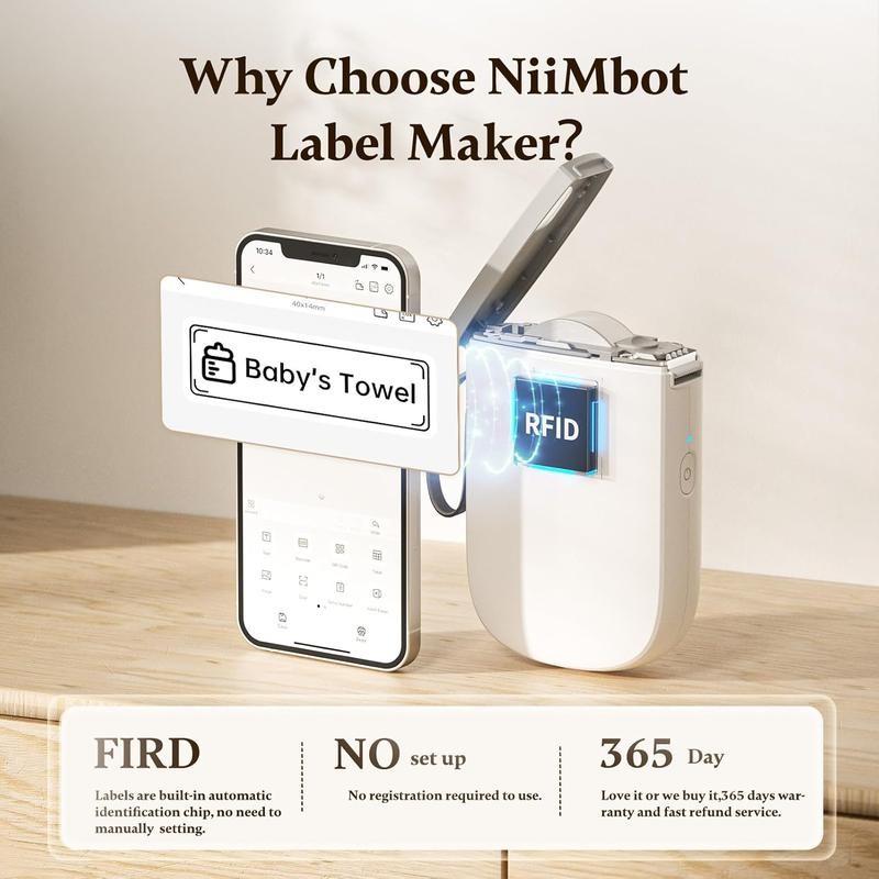 Niimbot D11-H Label Maker with Tape, Portable Wireless Connection Label