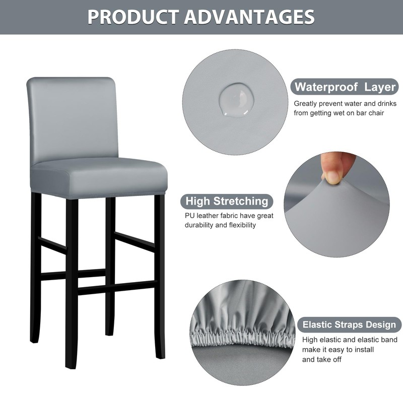 Lebaley 2 Pack Bar Stool Covers with Backs Waterproof Stretch