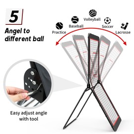 4*7Ft Baseball Rebounder, Adjustable Lacrosse rebounder with 5 Angles, Stable and Durable Volleyball Rebounder Suitable for Basketball Lacrosse Soccer Training. Rebounder Net Suitable for Any Weather