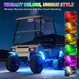 FIXHAWK Golf Cart LED Strip Light Kit for Club Car, EZGO, Yamaha, 24 Model Neon Golf Cart Underbody Lighting with Wireless Remote, Music Synchronisation,LED Waterproof Light Strip,12V-85V Input (2PCS)