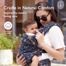 Momcozy Baby Carrier - Ergonomic, Cozy and Lightweight Carrier for 3-24 Months, Effortless to Put On, Ideal for Hands-Free Parenting, Enhanced Lumbar Support, Starry Night