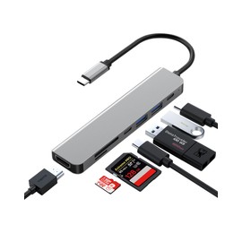 Zyerch USB C Hub, 7 in 1 USB C Docking Station with 4K HDMI,100W PD, 3 5Gbps Data Ports(1 USB-C & 2 USB 3.0),TF/SD Card Reader, USB Hub for Laptop, MacBook Pro/Air/Mac/Dell/HP/ASUS/Acer/Steam Deck