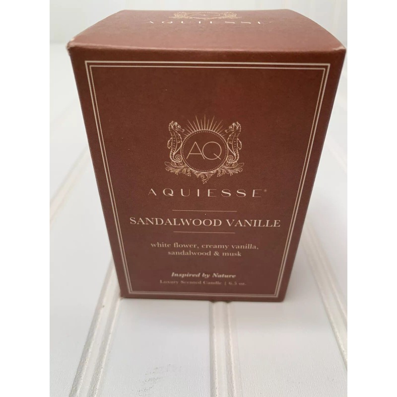 Aquiesse SANDALWOOD VANILLE Soy Wax Candle 6.5 oz NEW