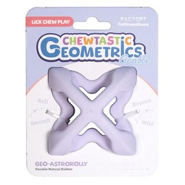 PetDreamHouse Chewtastic Geo-AstroRolly – Gentle Edition Rubber Dog Toy for Puppies, Seniors & Flat-Faced Breeds – Bounce, Chew, Stuffable Toy for Interactive Play