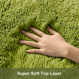 Ophanie Green Rug Grass Area Rugs for Bedroom, 4x6 Shag Fluffy Carpet, Fuzzy Furry Plush Soft Cute Kids Baby Girls Shaggy Bedside Indoor Floor Carpets for Teen Dorm Home Decor Aesthetic, Nursery