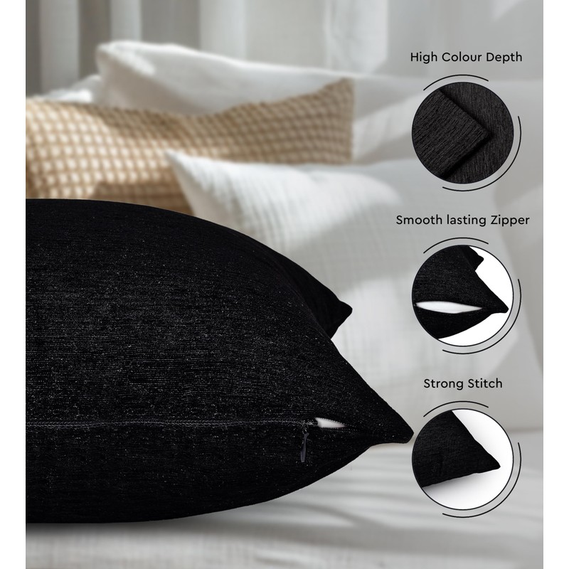 Encasa Homes Fine Chenille Throw Pillow Covers 2 pcs Set