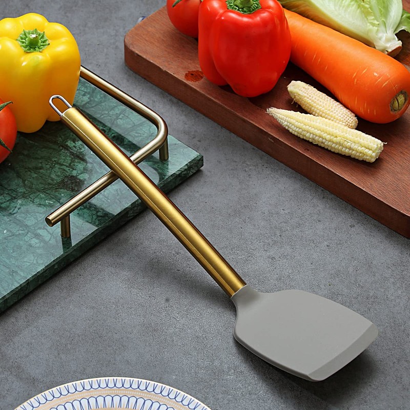 Gold Spatulas, Berglander Non-stick Silicone Solid Turner Titanium Gold Plating