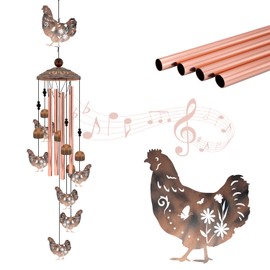 Chicken Wind Chimes for Outside, 35'' Metal Chicken WindChimes Gifts for Women/Men, Decoration for Outdoor, Home, Garden, Patio, Backyard