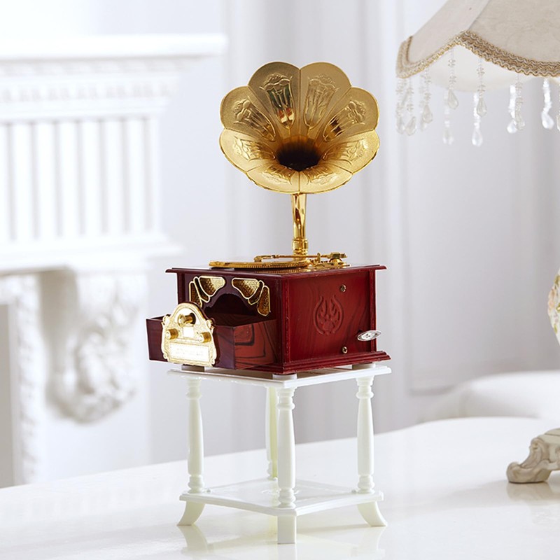 Gramophone Model Music Box, Mini Gramophone Music Box, Retro Music