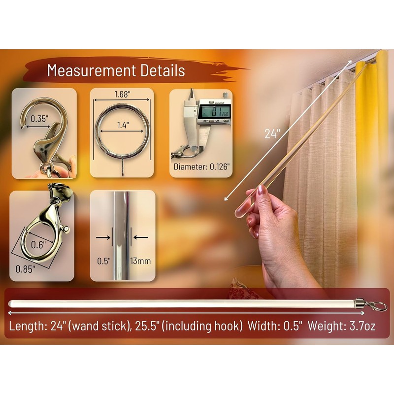 24 inch (4 Pack) All Clear Acrylic Curtain Pull Wand
