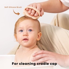 Yoofoss 4 Piece Baby Hair Brush and Comb Set, Wooden Baby Brush with Natural Ultra Soft Goat Hair, Baby Hair Brush for Newborn, Baby Comb Set for Boy Girl