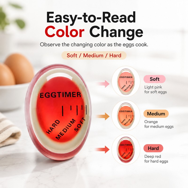 Color Changing Egg Timer for Boiling – Reusable Resin Egg