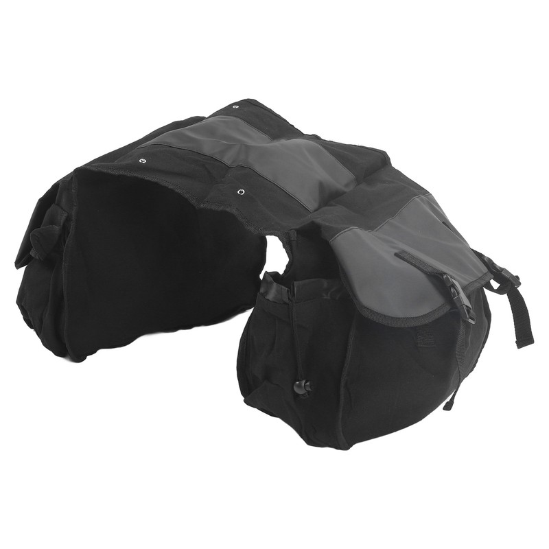 Bicycle Rear Seat Bag Black Large Capacity Canvas Waterproof Elastic