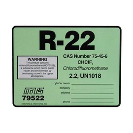 (5) Pack, R-22 / R22 / HCFC-22 Refrigerant Labels # 79522 Color Coded Refrigerant ID Labels