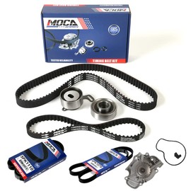 MOCA Timing Belt Kit & Water Pump & 2PC EPDM Serpentine Belt Fit 1990-1993 for Honda Accord 2.2L