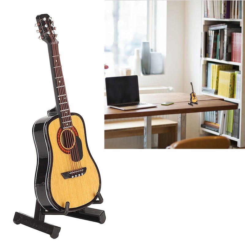 Miniature Wooden Guitar Model Exquisite Realistic Mini Musical Ornaments with