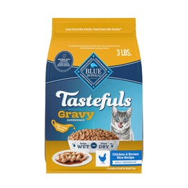 Blue Buffalo Tastefuls Irresistible Gravy Experience Adult Indoor Cat Dry Food, Chicken & Brown Rice Recipe, 3-lb. Bag