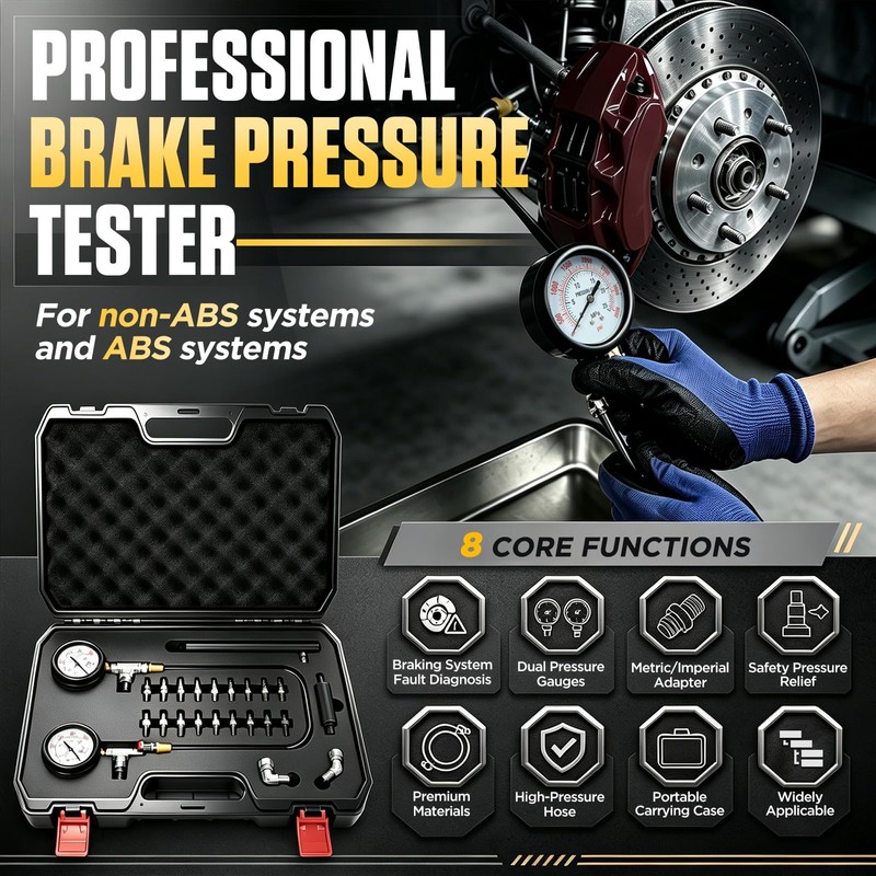 Brake Pressure Tester, Universal ABS/Non-ABS Brake System Pressure Test Kit