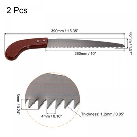 uxcell 10 Inch Pruning Saws, Straight Blade Hand Saw Wood Handle for Camping Garden Wood Tree Branches Trimming, 2pcs